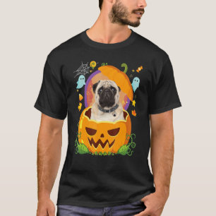 Happy Halloween Pumpkin Pug Dog Witch Cute Hat Ho T-Shirt