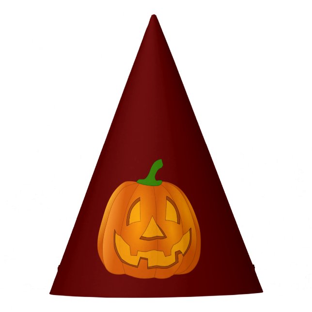 Happy Halloween Pumpkin Red  Paper  Party Hat (Front)