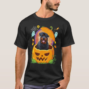 Happy Halloween Pumpkin Rottweiler Dog Witch Cute T-Shirt