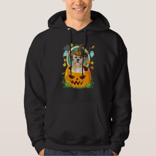 Happy Halloween Pumpkin Shichon Dog Witch Cute Hat Hoodie