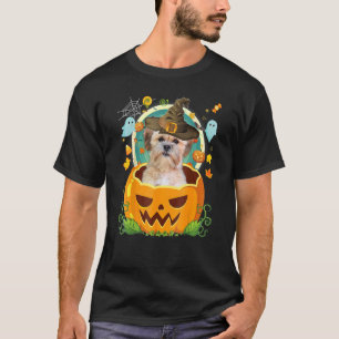 Happy Halloween Pumpkin Shichon Dog Witch Cute Hat T-Shirt