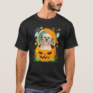 Happy Halloween Pumpkin Shichon Dog Witch Cute Hat T-Shirt
