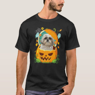 Happy Halloween Pumpkin Shih Tzu Dog Witch Cute Ha T-Shirt