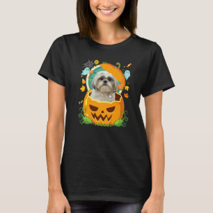 Happy Halloween Pumpkin Shih Tzu Dog Witch Cute Ha T-Shirt