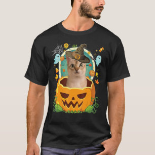 Happy Halloween Pumpkin Singapura Cat Witch Cute H T-Shirt