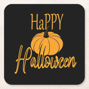 Happy Halloween Pumpkin Square Paper Coaster
