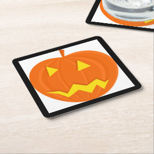 "HAPPY HALLOWEEN" PUMPKIN SQUARE PAPER COASTER