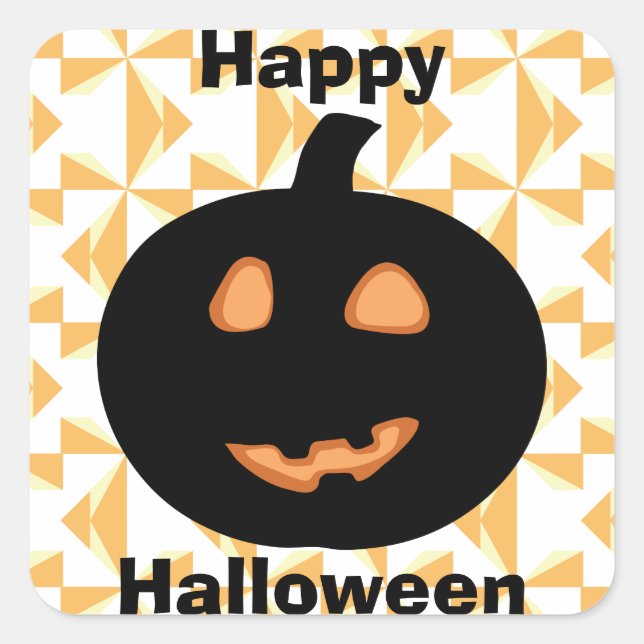 Happy Halloween Pumpkin Square Sticker (Front)