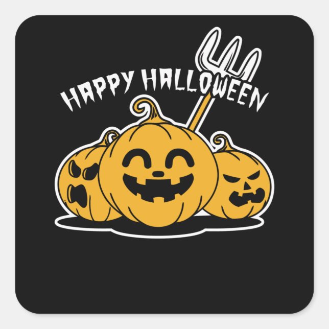 Happy Halloween Pumpkin Square Sticker (Front)