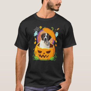 Happy Halloween Pumpkin St Bernard Dog Witch Cute  T-Shirt