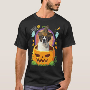 Happy Halloween Pumpkin St Bernard Dog Witch Cute  T-Shirt