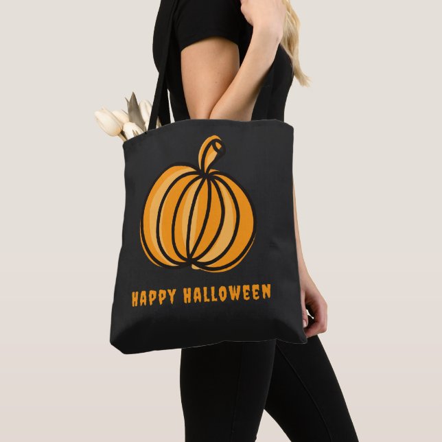 Happy Halloween Pumpkin Tote Bag (Close Up)