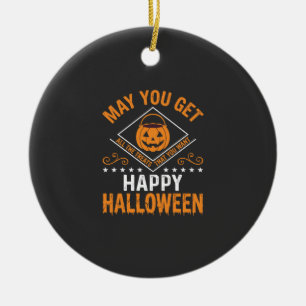 Happy Halloween Pumpkin Treats Vector Design Ceramic Ornament