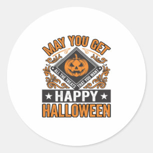 Happy Halloween Pumpkin Treats Vintage Classic Round Sticker