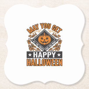 Happy Halloween Pumpkin Treats Vintage Paper Coaster