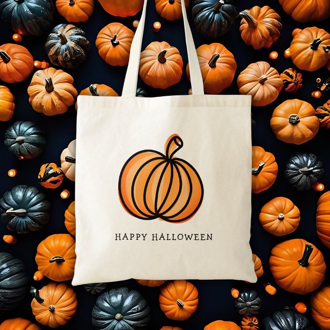 Happy Halloween Pumpkin Trick or Treat Tote Bag (Happy Halloween Pumpkin trick or treat tote bag)