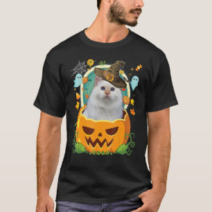 Happy Halloween Pumpkin Turkish Angora Cat Witch C T-Shirt