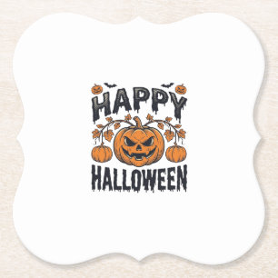 Happy Halloween Pumpkin Vintage Engraving Design_1 Paper Coaster