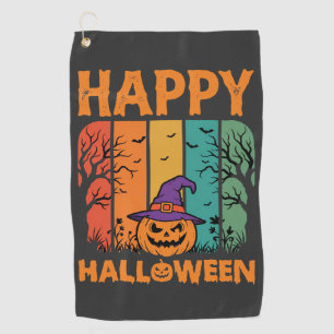 Happy Halloween Pumpkin Vintage Vector Golf Towel