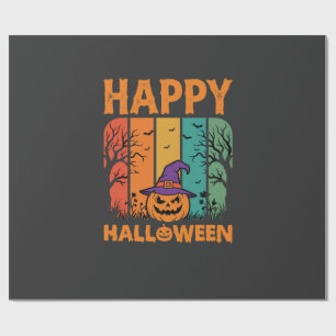 Happy Halloween Pumpkin Vintage Vector Wrapping Paper