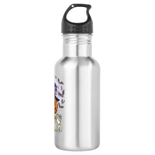 Happy Halloween Pumpkin Witch Hat Bats Full Moon_1 532 Ml Water Bottle