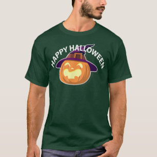 Happy Halloween Pumpkin Witch Head T-Shirt