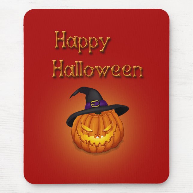 Happy Halloween Pumpkin with Hat Mouse Pad (Front)