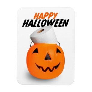 Happy Halloween Pumpkin With Toilet Paper Humour Magnet