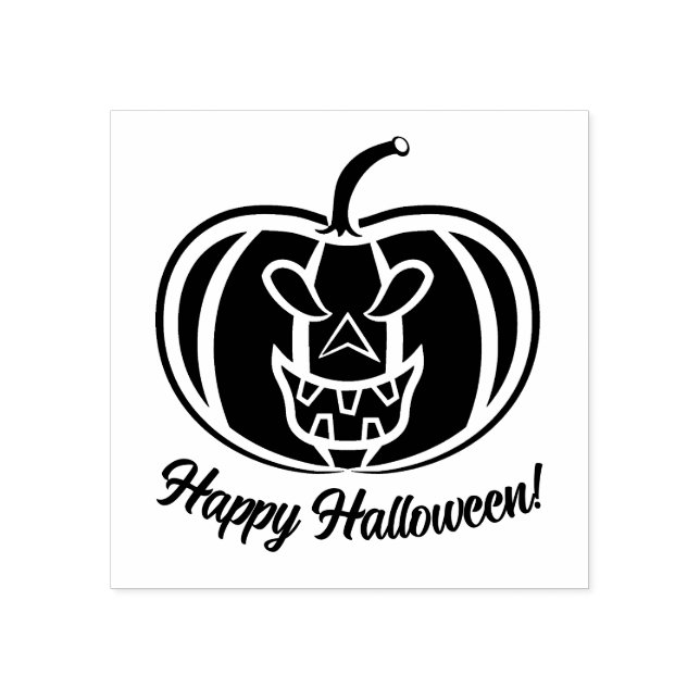 Happy Halloween Pumpkin Wood Art Stamp (Imprint)