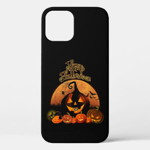 Happy Halloween Pumpkins Bats and Moon iPhone 12 Case