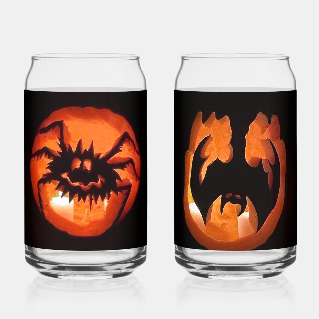 Happy Halloween Pumpkins Can Glass (Back)