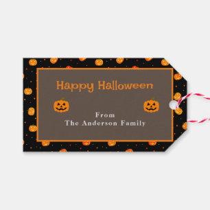 Happy Halloween Pumpkins Jack-o'-Lantern Pattern  Gift Tags