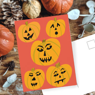 HAPPY HALLOWEEN Pumpkins Jack-O-Lanterns Postcard