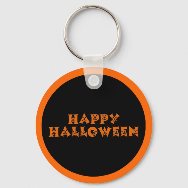Happy Halloween Pumpkins Key Ring (Front)