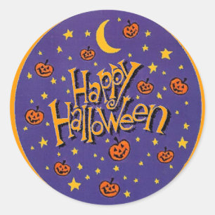 Happy Halloween Pumpkins Moon Fun Stickers