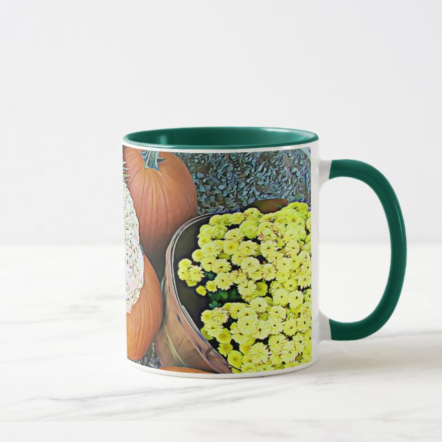 Happy Halloween Pumpkins Mums Coffee Mug (Right)