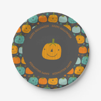 Happy Halloween Pumpkins Paper Plate