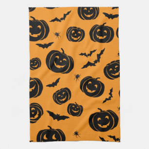 Happy Halloween Pumpkins Tea Towel