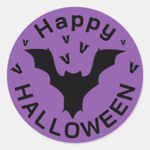 happy halloween purple classic round sticker