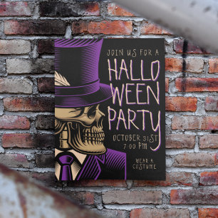 Happy Halloween    Purple Fashion Skeleton Invitation