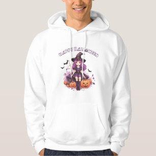 Happy Halloween Purple Witch Pumpkins & Bats Hoodie