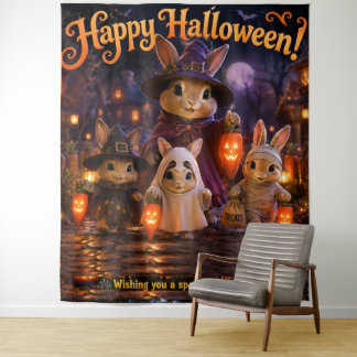 Happy Halloween rabbits/rabbit party tapestry