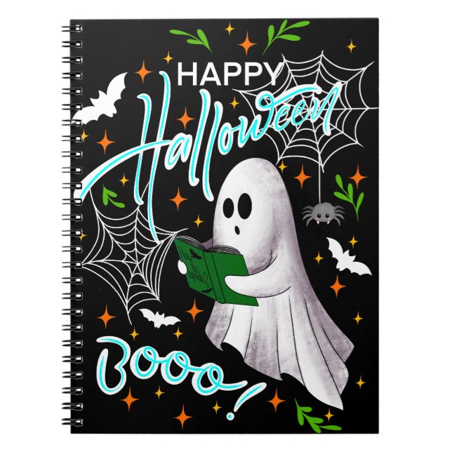 Happy Halloween reading ghost Notebook (Front)