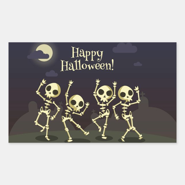 Happy Halloween Rectangular Sticker (Happy Halloween Skeltons Zazzle stickers!)