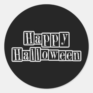 Happy Halloween Retro Blocks Classic Round Sticker