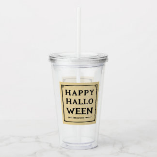 happy halloween retro lable style acrylic tumbler