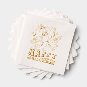 Happy Halloween Retro Polka Dot Pumpkin Foil Napkins