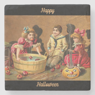 Happy Halloween Retro Poster Stone Coaster