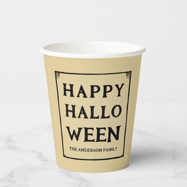 happy halloween retro style paper cups (Front)