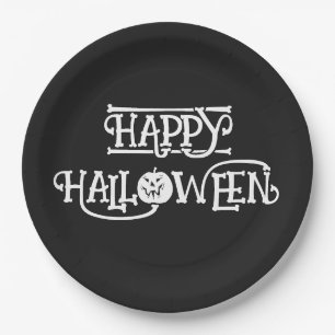 'Happy Halloween' Rich Midnight Black Party  Paper Plate